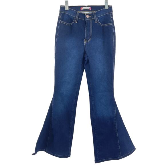 Vibe & Rant Size 3/W26 Wide Bootcut Jeans Teen Womens Dark Wash Cotton Preowned - Picture 1 of 4
